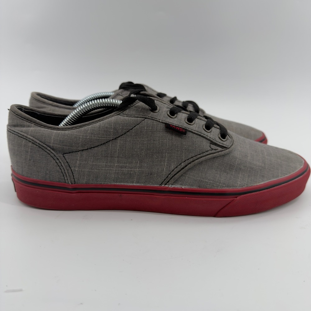 Vans Atwood Gray Canvas Red Sole Mens Skate Shoes Sneakers Size 12